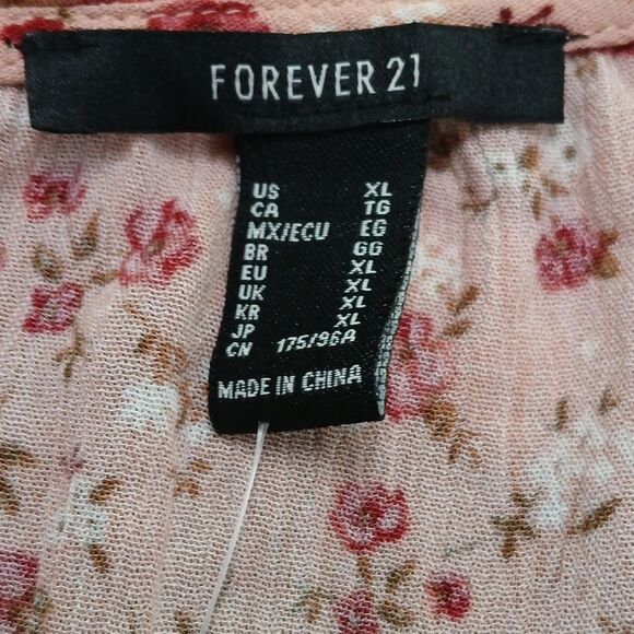 Forever 21 smocked waist mini floral print dress western boho party Sz XL NWT - Picture 8 of 9